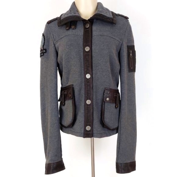 Aeronautica Militare Leather Trimmed Jacket Sz M - Picture 1 of 13